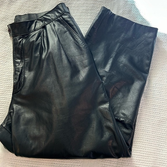 Vintage 80’s J. Park Pleated Leather Pants 32X23 - Picture 1 of 6